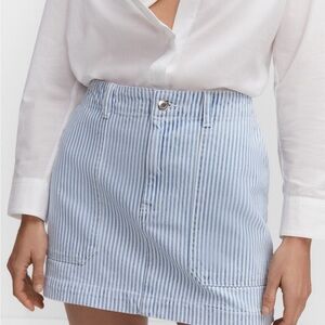 Mango Blue and White Striped Mini Skirt